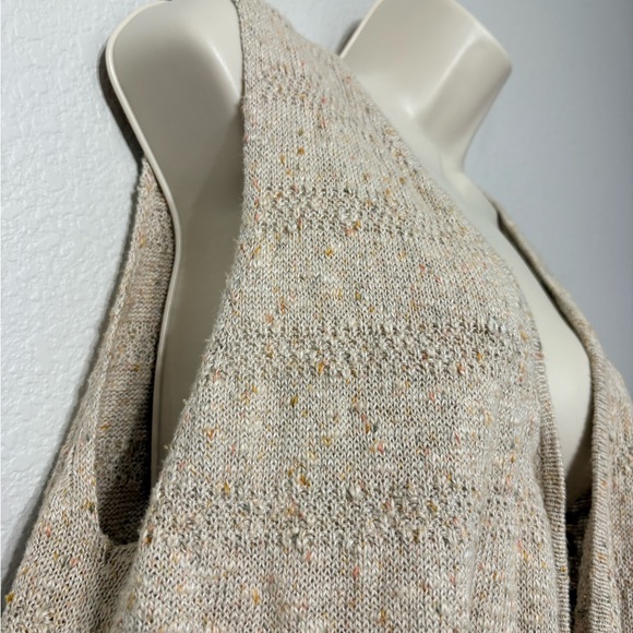 Gudrun Sjödén Beige Knit Open Fron Cardigan Shawl Vest Linen Cotton Lightweight - Picture 3 of 11
